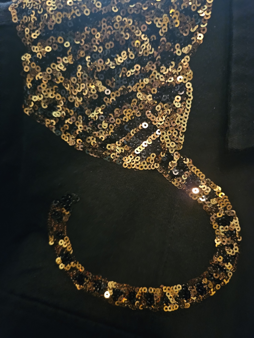 Women's Black Jean Jacket with Gold Sequin Tiger Accent - Picture 5 of 7